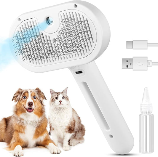 Cat Steam Brush, 3-in-1 Rechargeable Pet Brush